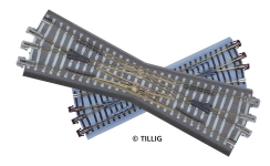 TILLIG 83791 - Bettungsgleis braun, Doppelkreuzungsweiche mit Antrieb (TT, H0m)